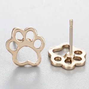 Brand New Animal Paws Gold Earrings Puppy Dog Cat